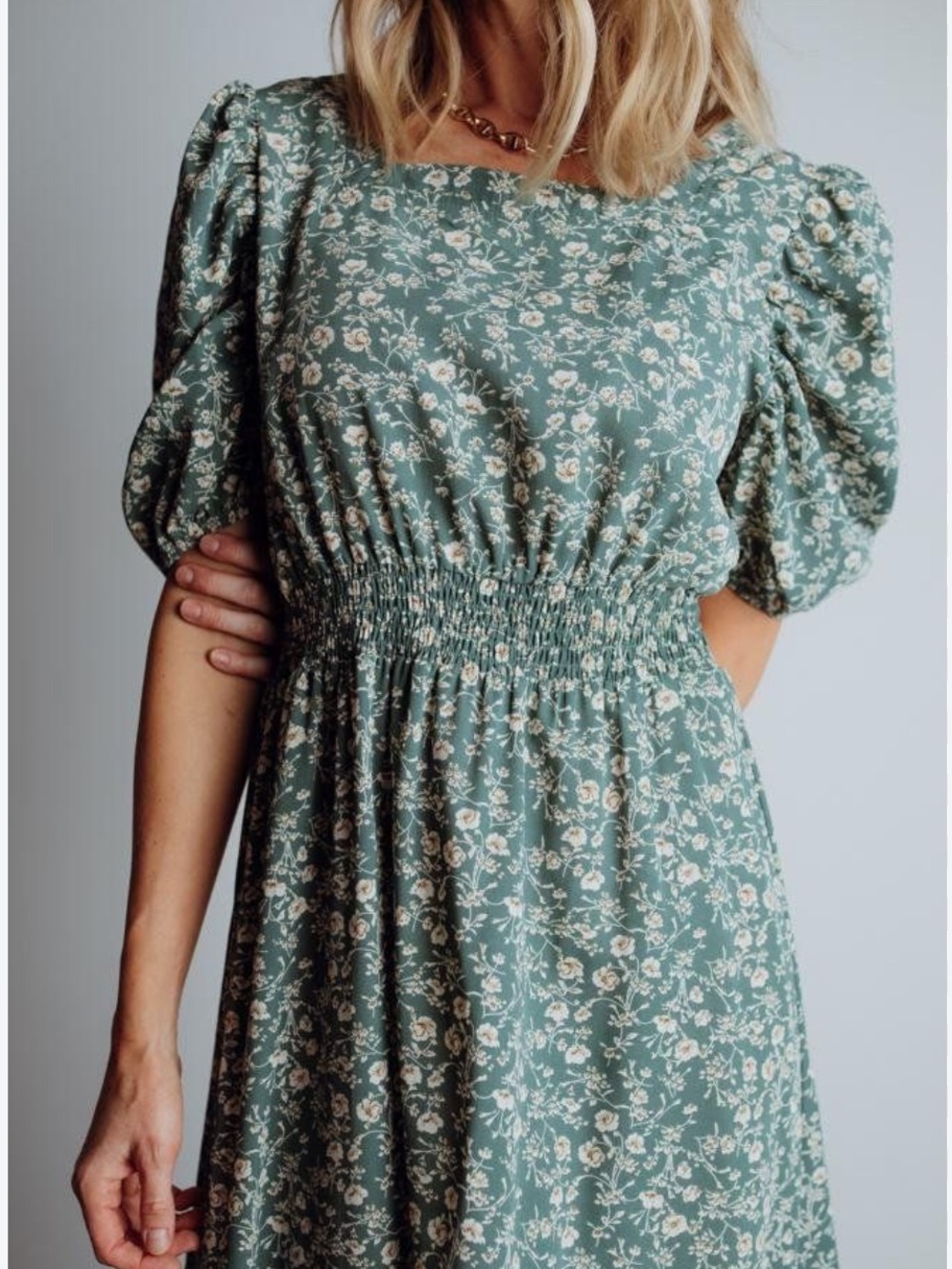 Baltic Born Berkley Midi Dress Sage Floral Green Womens Size Large Cottagecore